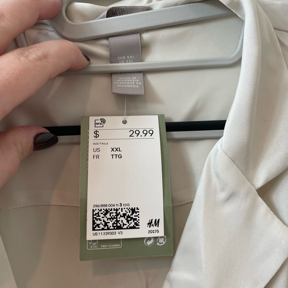 H & M silky cream button down blouse